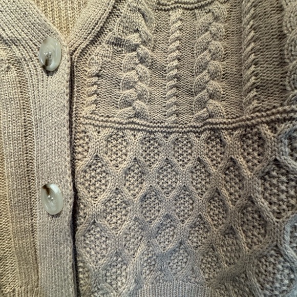 Cropped Cable Knit Cardigan, Tan Color,Size Small - Picture 3 of 4